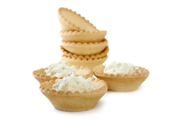 Tartlets with soft cheese isolated — Stock Photo, Image