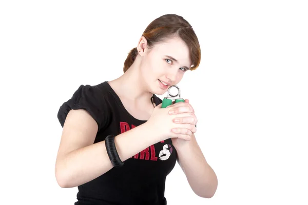 Дівчина з ручним згиначем — стокове фото