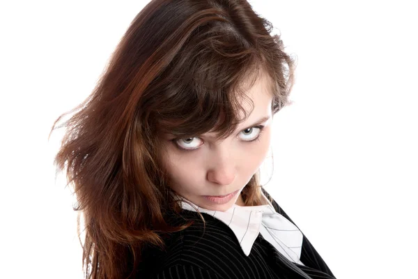 The frowned girl in business suit — Stock Photo, Image