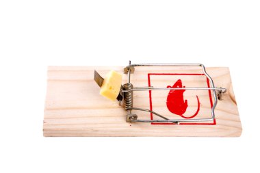 Mousetrap with cheese isolated clipart