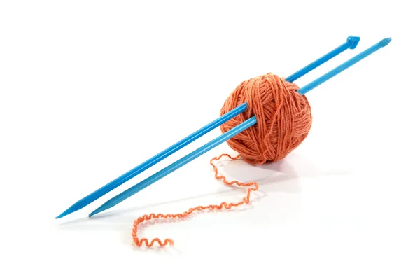 Balls of a yarn knitting spokes — Stock Photo, Image