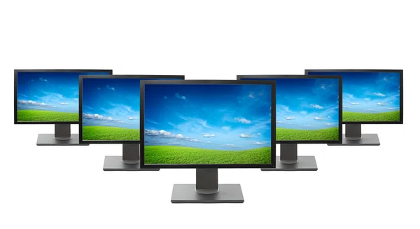 Monitory komputerowe na białym tle — Zdjęcie stockowe