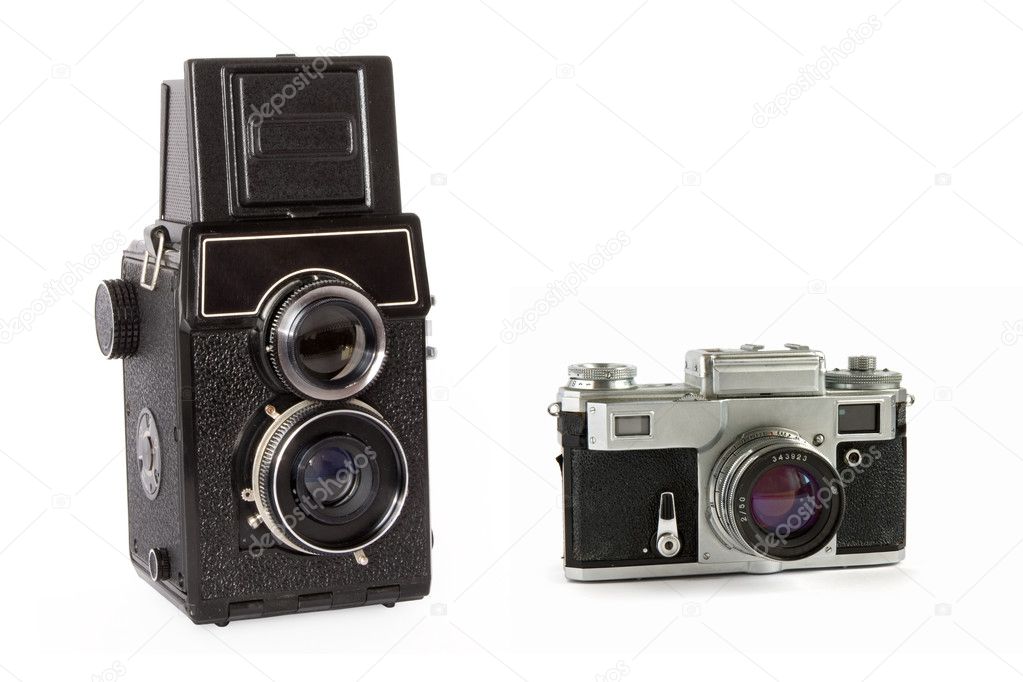 Vintage cameras isolated