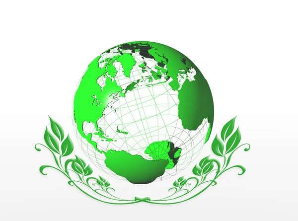 绿色地球图标 — 图库照片