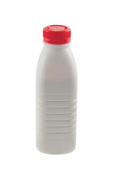 Láhev s čerstvý jahodový jogurt — Stock fotografie