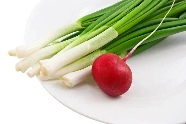 Редис и зеленый лук — стоковое фото