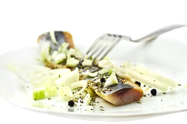 Salted herring on the plate — Stock Photo, Image