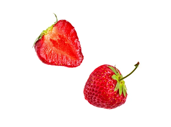 Twee verse rode rijpe aardbeien — Stockfoto