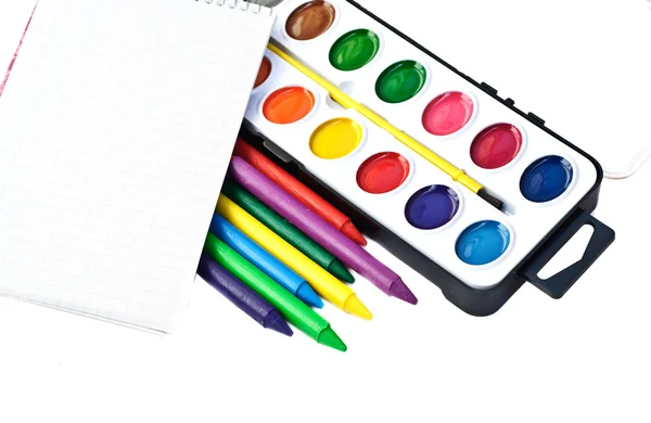 Paintbox met water kleuren — Stockfoto