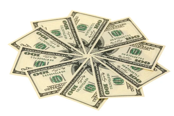 Dez denominações em cem dólares — Fotografia de Stock