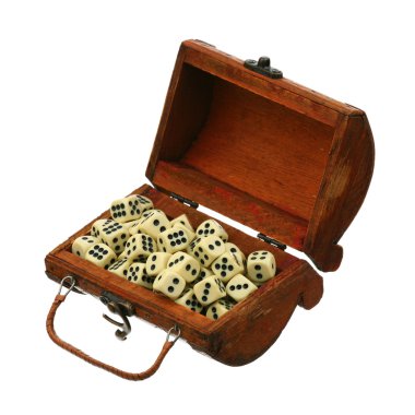 Dice in a wooden chest clipart