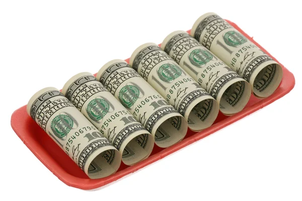 US dollars in the plastic container — Stock Photo, Image
