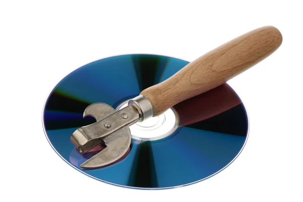 stock image Can opener and CD