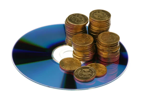 Ryska mynt och cd — Stockfoto