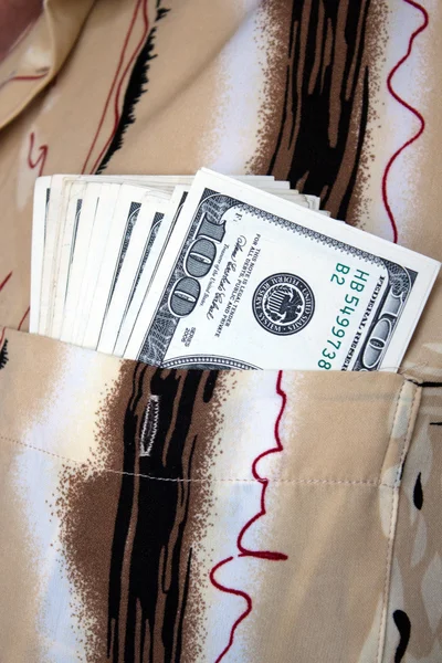 Sheaf of dollars in a pocket — Stock Photo, Image