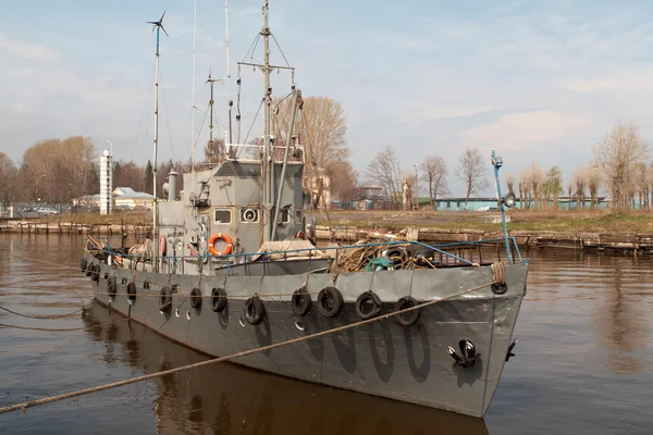 stock image Gray navi boat