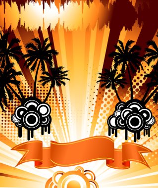 Sunset disco - abstract concept clipart