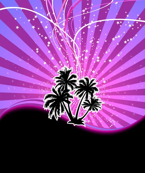 Bannière de palmier nocturne discothèque — Image vectorielle