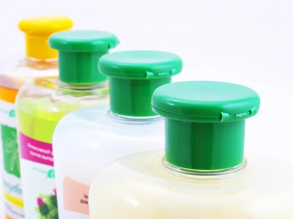 Bottiglie di shampoo Foto Stock