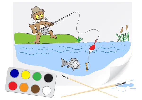 Drawing fishing — Stock Vector