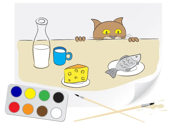 Zeichnung hungriger Katze — Stockvektor