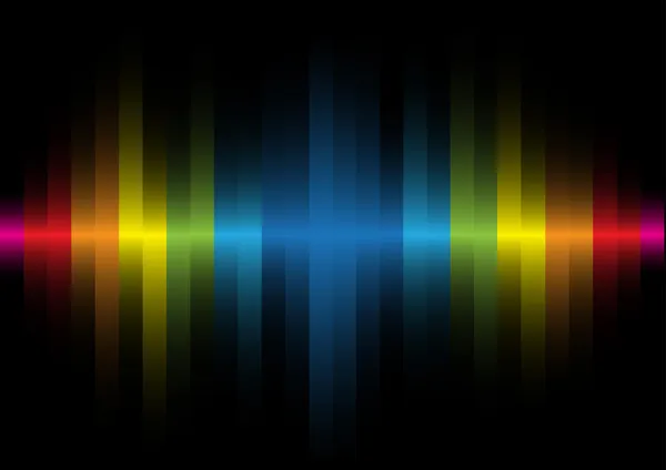 黒い背景の虹色の光 — ストックベクタ