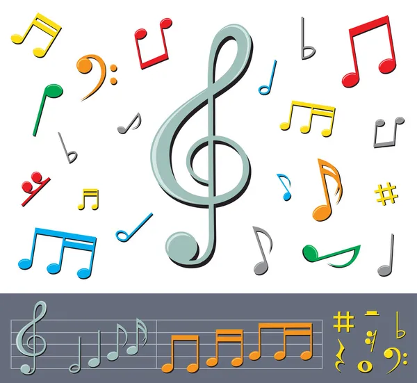 Music notes with shadows — Stock Vector