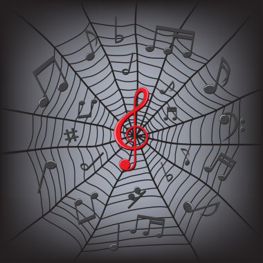 Music notes in the spider web clipart