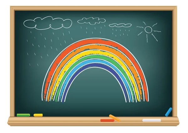 Ritning rainbow av en krita — Stock vektor