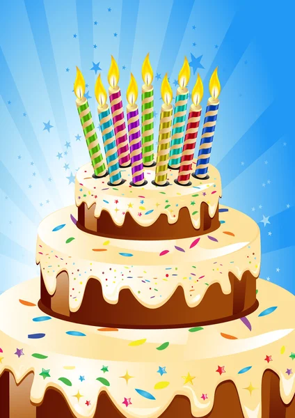 День народження торт і свічка — стокове фото