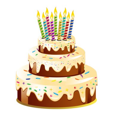 Birthday cake and candle clipart