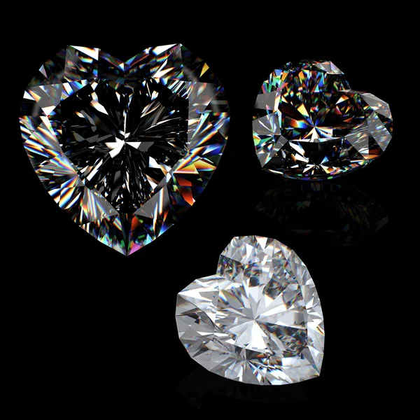 3 d ハート型ダイヤモンド — ストック写真