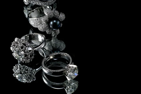 Collectionsof ringar med diamant — Stockfoto