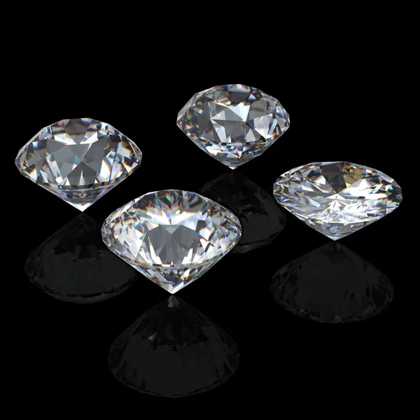 Perspectiva de diamantes de talla brillante redonda 3d — Foto de Stock