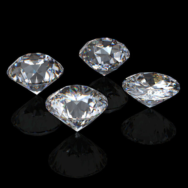 3d Round brilliant cut diamond perspective