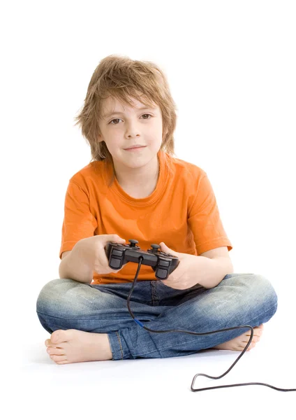 stock image Little boy with console controller