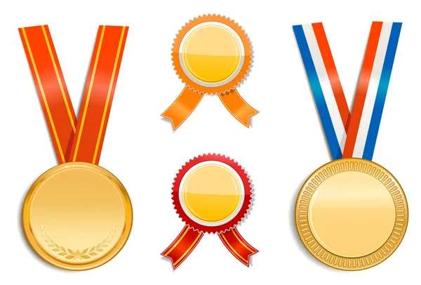 Gold medals and badges — Stock Vector