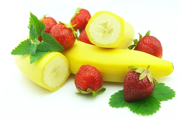 Strawberry with banana — Stock Photo, Image