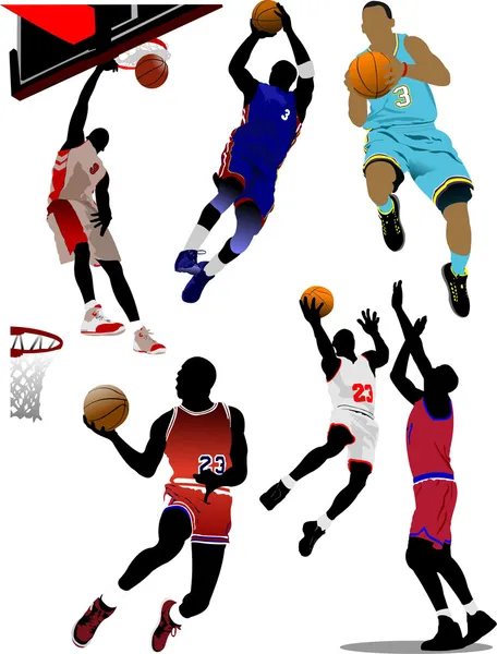 Giocatori di basket. Illustrazione vettoriale — Vettoriale Stock