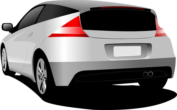 Coche hatchback gris en la carretera — Vector de stock