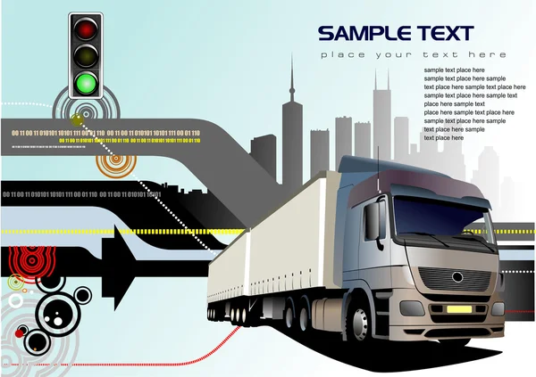 Fond abstrait hi-tech avec camion — Image vectorielle