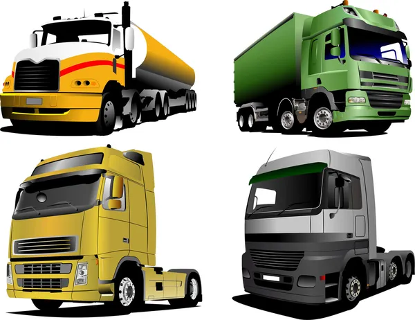 Four Vector illustration of trucks — Stock Vector