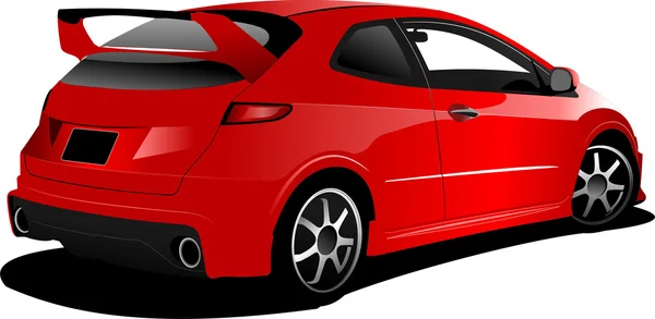 Carro vermelho hatchback na estrada — Vetor de Stock
