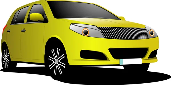 Yellow car sedan on the road — Stock Vector