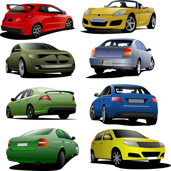 Huit voitures sur la route . — Image vectorielle
