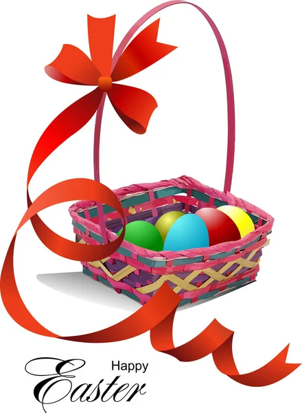 Cesto con uova di Pasqua — Vettoriale Stock