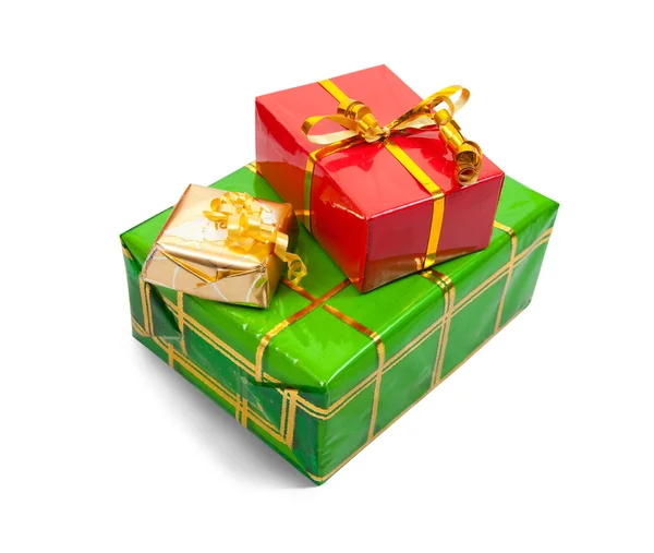 Few colored present boxes on white — Stock Photo, Image