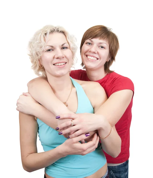 Portret van twee gelukkig meisjes — Stockfoto