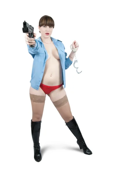 Sexy con pistola, concéntrate solo en la pistola — Foto de Stock