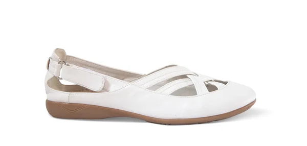 Witte vrouwelijke schoen — Stockfoto